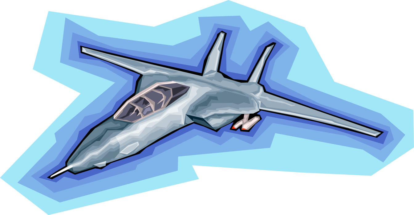 Vector Illustration of Military Airforce Jet Airplane Aircraft Airplane in Flight