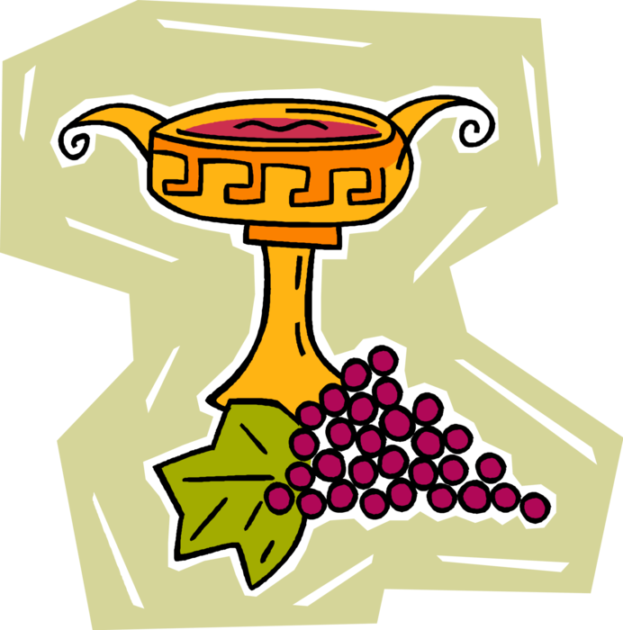Vector Illustration of Ancient Greece or Rome Drinking Chalice Cup with Wine Grapes
