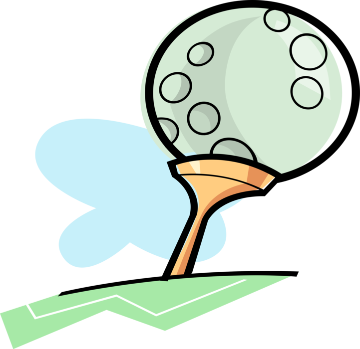 Vector Illustration of Sport of Golf Ball on Golfing Tee