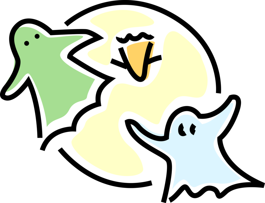 Vector Illustration of Halloween Goblin Ghost Phantom, Apparition, Spirit, Spooks