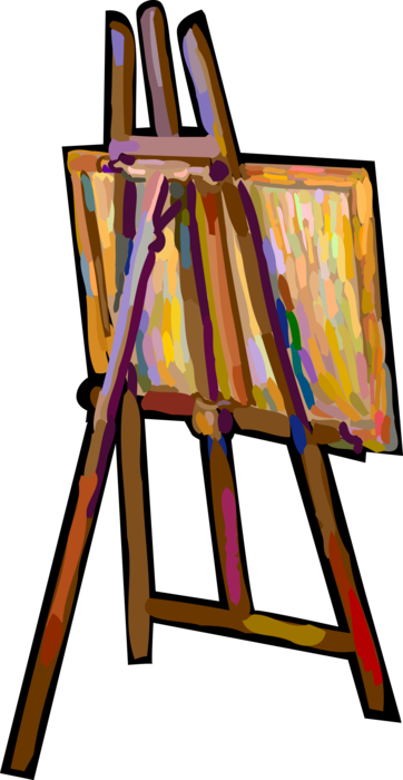 Vector Illustration of Artist's Easel for Supporting and Displaying Visual Arts Painting Canvas