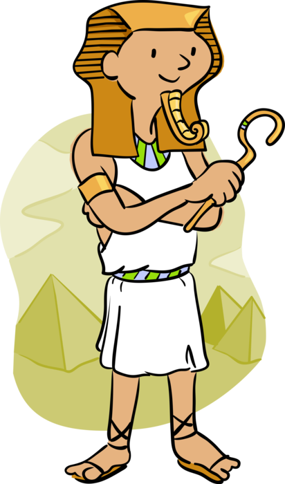 Vector Illustration of Ancient Egyptian Pharaoh from Ancient Egypt with Pyramids of Giza