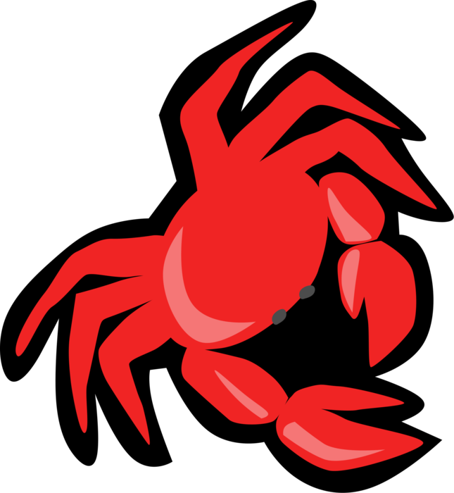 Vector Illustration of Decapod Marine Crustacean Crab with Claws