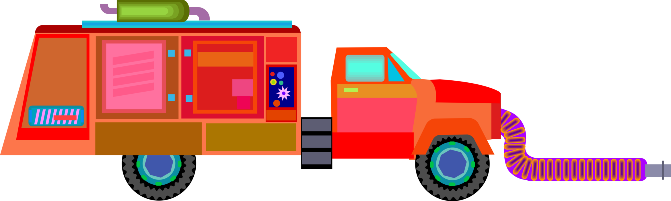 Vector Illustration of Fire Engine or Fire Truck Vehicle Designed for Firefighting Operations and Emergency Services