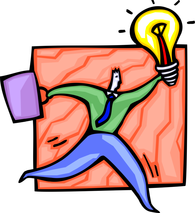 Vector Illustration of Businessman with Innovation Idea Light Bulb