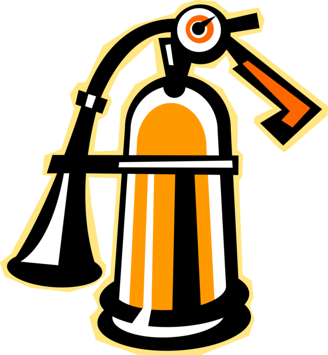 Vector Illustration of Handheld Cylindrical Fire Extinguisher used to Extinguish or Control Small Fires