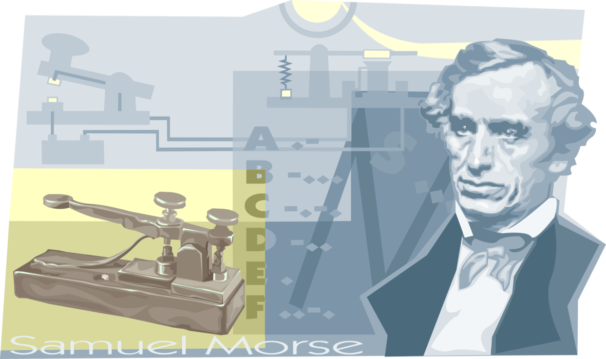 Samuel Morse Discovers Morse Code Vector Image