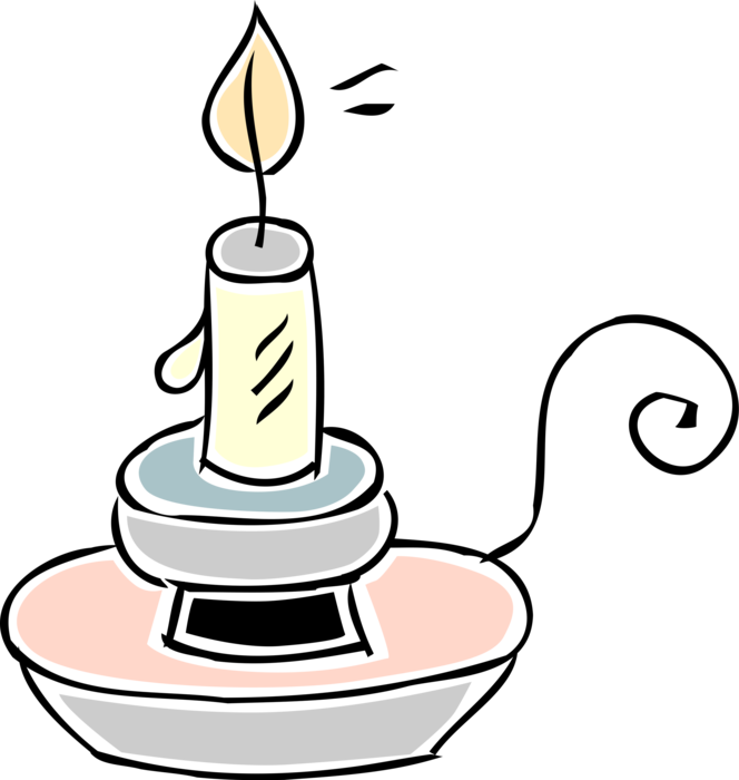 Vector Illustration of Candle Ignitable Wick Embedded in Wax with Burning Flame