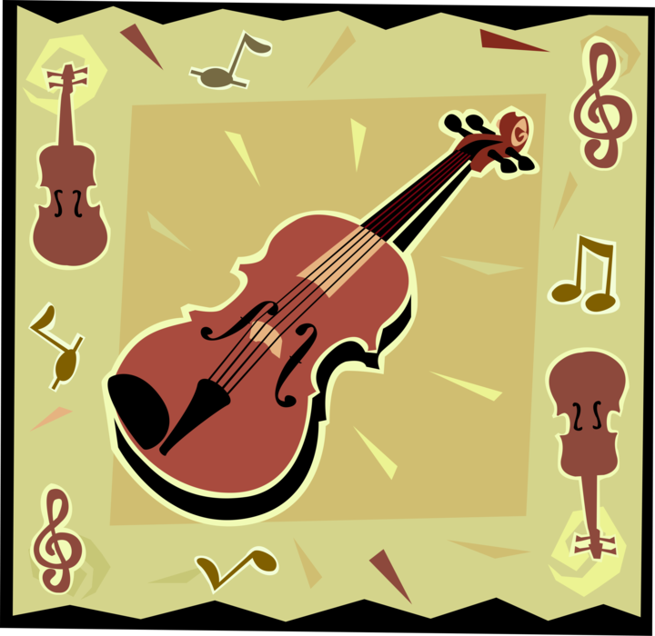 Vector Illustration of Classical Music Violin Stringed Musical Instrument