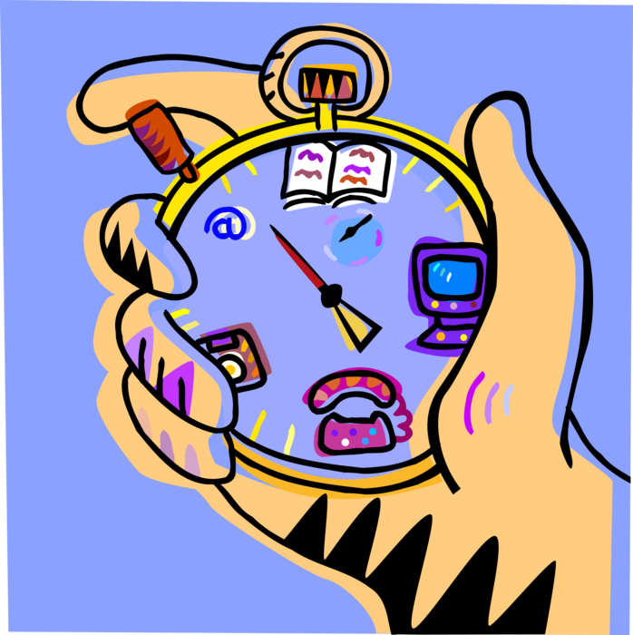 Vector Illustration of Hand with Stopwatch on Technology