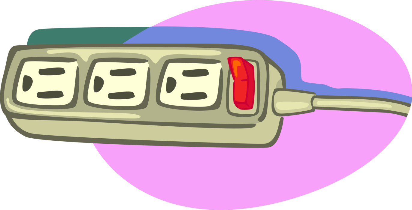 Vector Illustration of Power Strip or Power Bar Block of Electrical Sockets