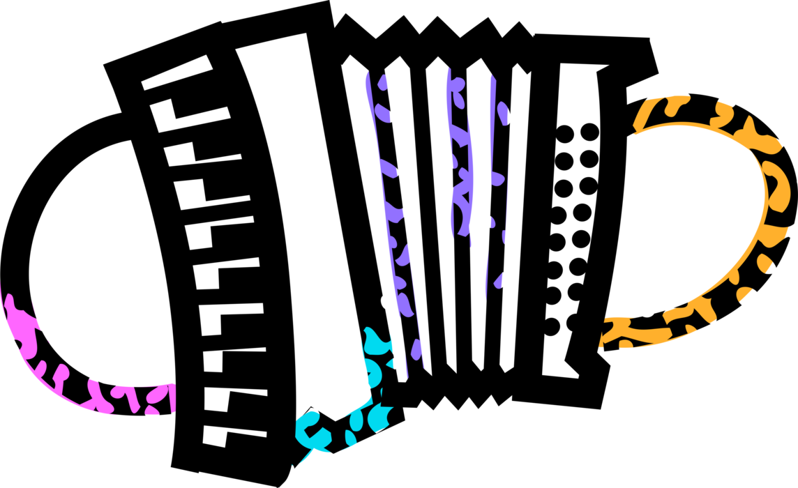 Vector Illustration of Accordion Bellows-Driven Musical Instrument