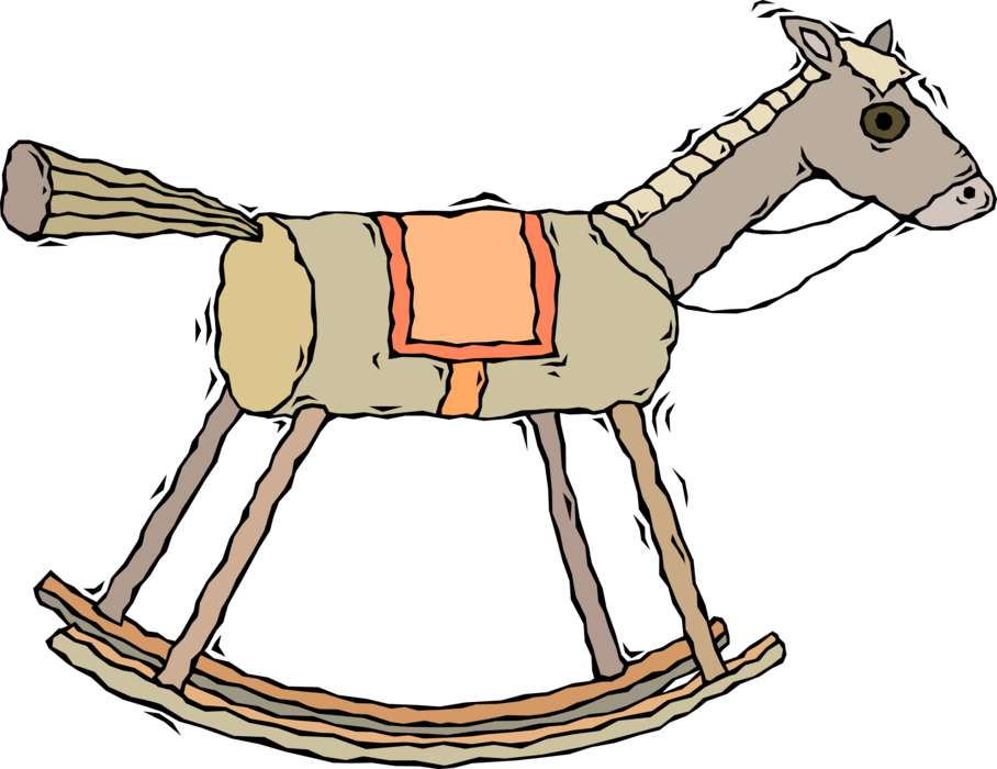 Vector Illustration of Wooden Rocking Horse Child's Toy