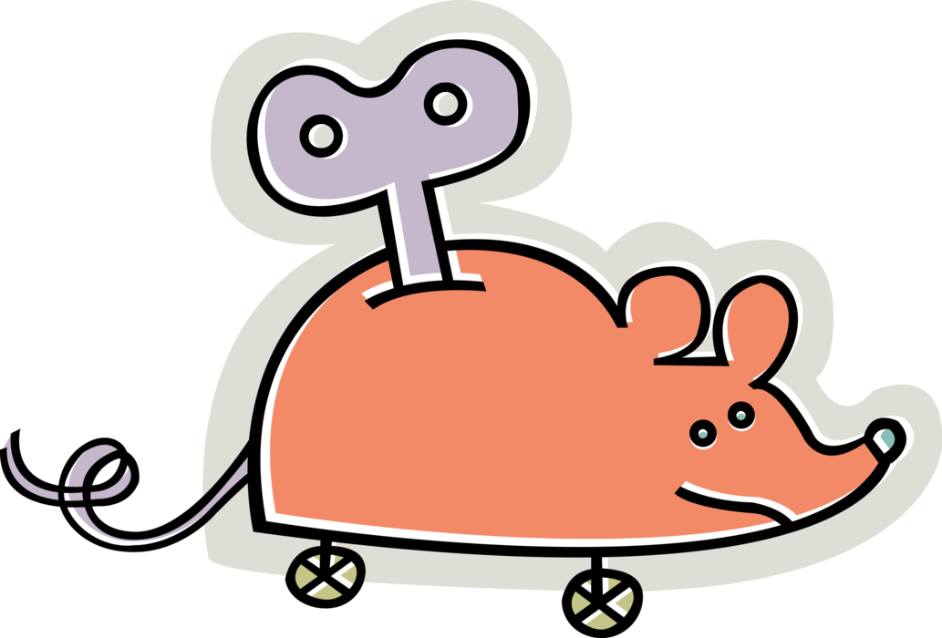 Vector Illustration of Wind Up Toy Rodent Mouse