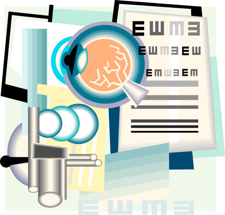 Vector Illustration of Ophthalmologist Eye Examination Chart at Optometrist