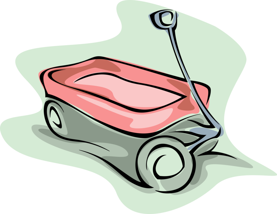 Vector Illustration of Child's Play Toy Little Red Wagon