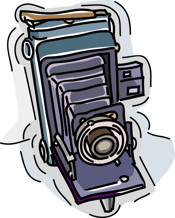 Vector Illustration of Photography Bellows Camera Produces Photographic Images
