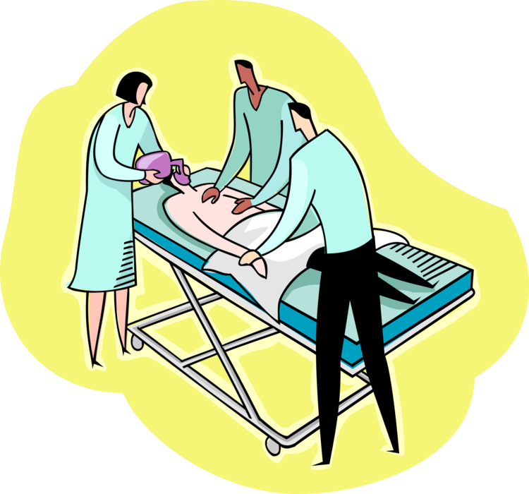 Vector Illustration of Hospital Patient Receives Medical Assistance from Emergency Room Doctors
