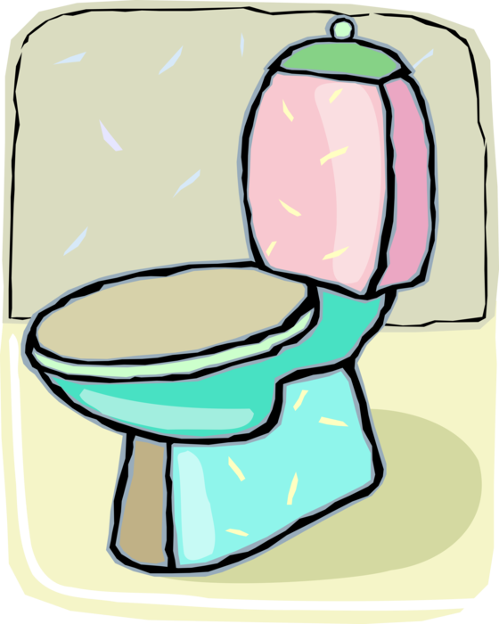 Vector Illustration of Toilet Sanitation Fixture for Disposal of Human Urine and Feces