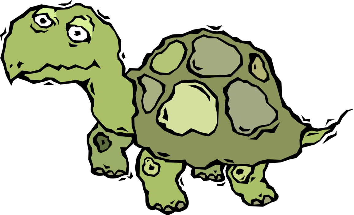 Vector Illustration of Slow-Moving Terrestrial Reptile Tortoise or Turtle