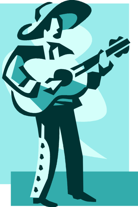Vector Illustration of Spanish Flamenco Guitar Guitarist Musician Player