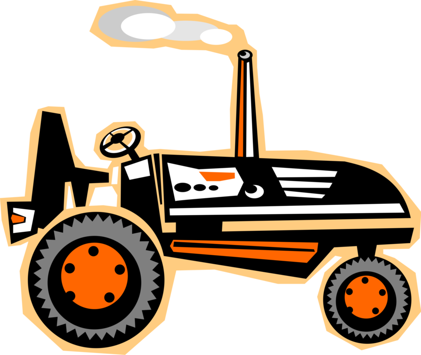 Vector Illustration of Agriculture and Farming Equipment Farm Machinery Tractor