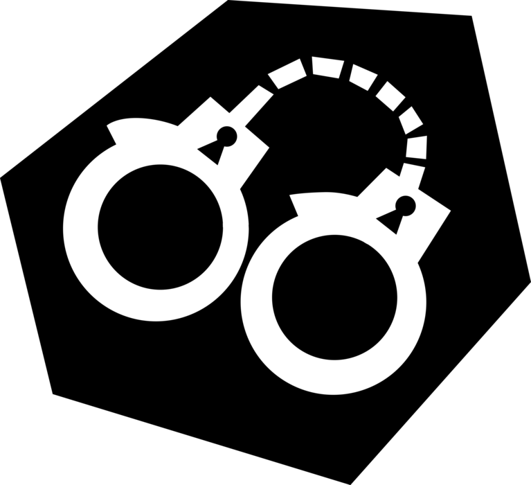 Vector Illustration of Handcuffs Physical Restraint used on Hands by Law Enforcement