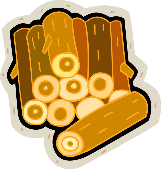 Vector Illustration of Cut Firewood Logs for Fireplace Fire
