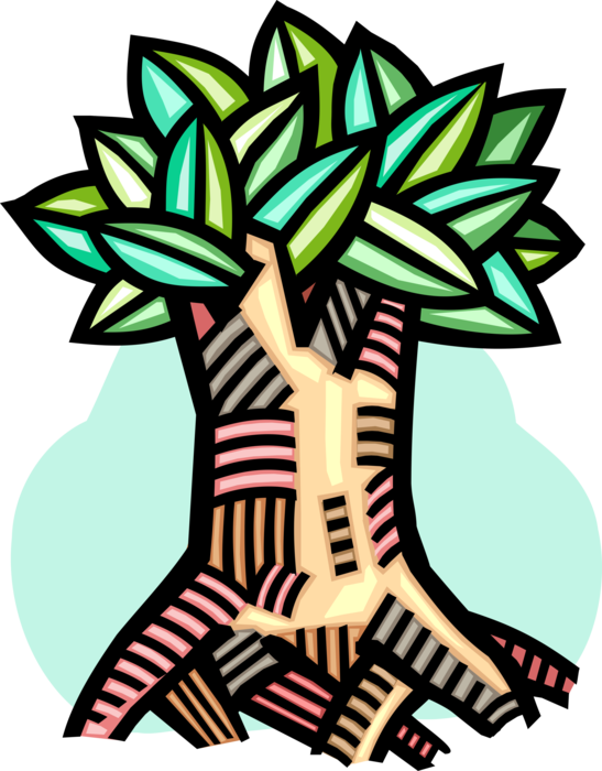 Vector Illustration of Deciduous Forest Tree Trunk and Branches