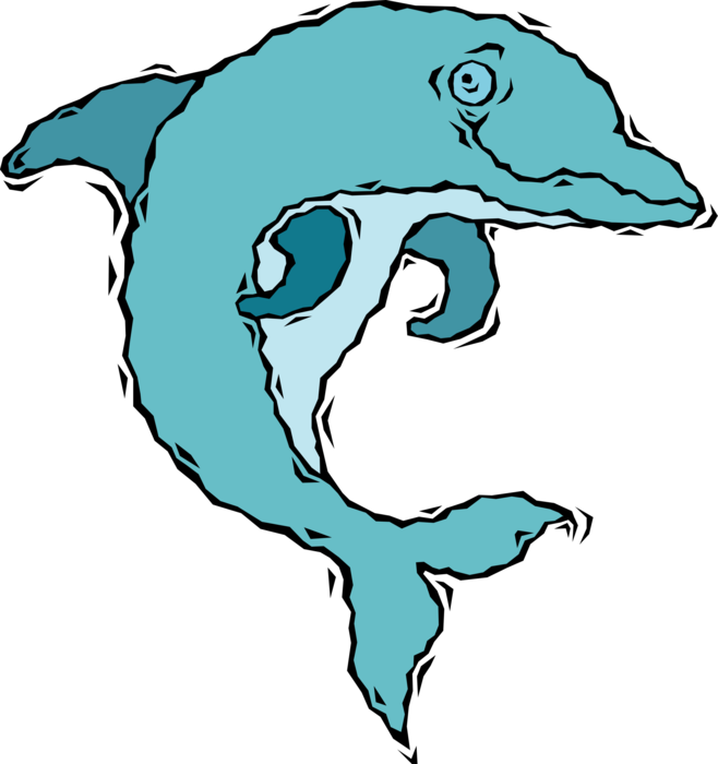 Vector Illustration of Aquatic Marine Mammal Cetacean Dolphin