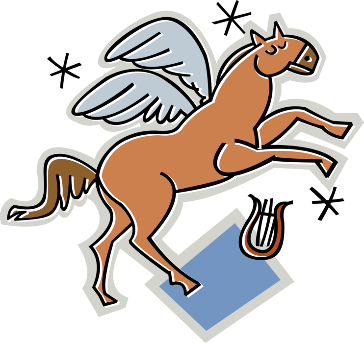 Vector Illustration of Pegasus Winged Divine Stallion Horse from Greek Mythology Horse-God