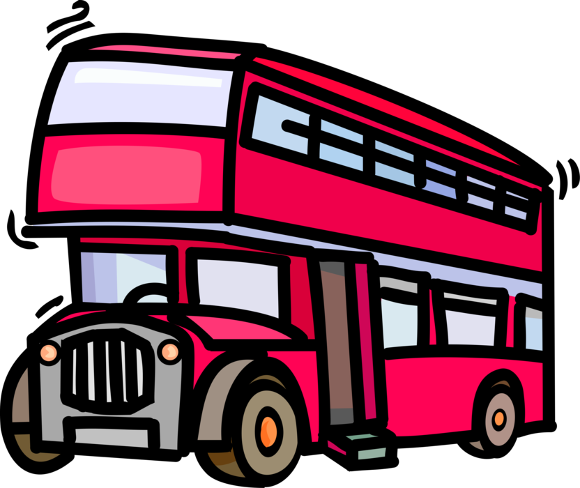 Vector Illustration of Double-Decker Public Transport Passenger Bus used in United Kingdom