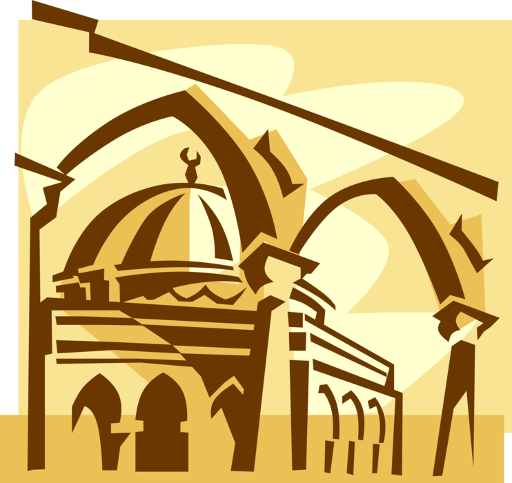 Vector Illustration of Dome of the Rock, Temple Mount in Old City of Jerusalem, Israel