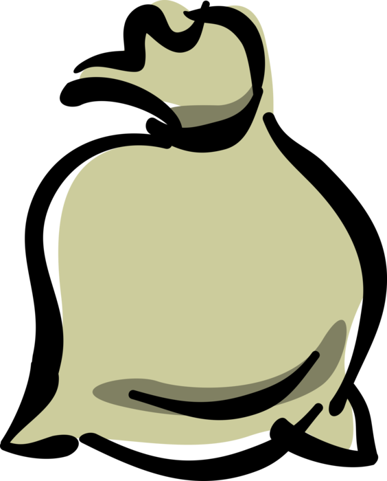 Vector Illustration of Money Bag, Moneybag, or Sack of Money used to Hold and Transport Coins, Cash and Banknotes
