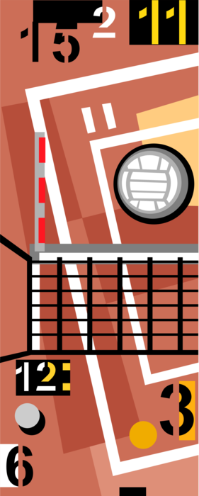 Vector Illustration of Volleyball Team Sports Net and Game Ball