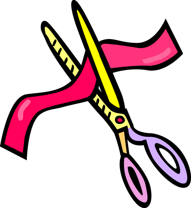 Vector Illustration of Scissors Cutting Ribbon