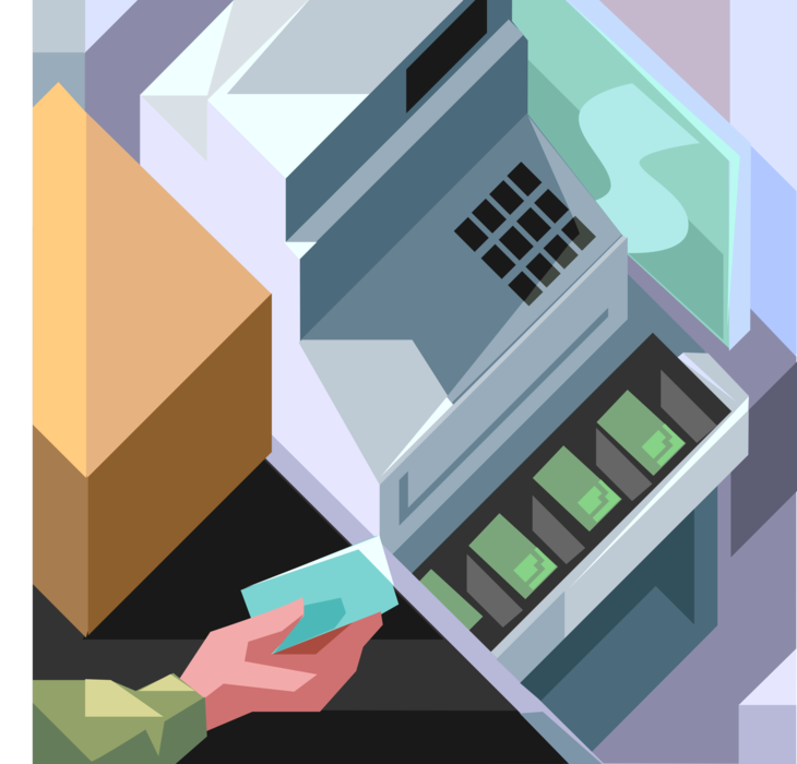 Vector Illustration of Cash Register for Registering and Calculating Retail Sales Transactions