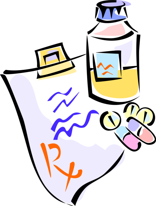 Vector Illustration of Health Care Medical Prescription with Medicine Pills and Capsules