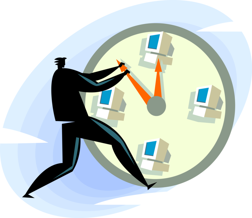 Vector Illustration of Businessman Changing Time Hands on Clock
