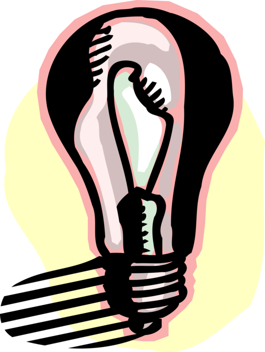 Vector Illustration of Electric Light Bulb Symbol of Invention, Innovation, Inspiration and Good Ideas