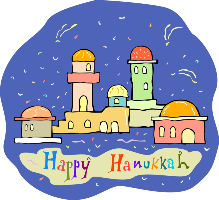 Vector Illustration of Happy Hanukkah Jewish Festival of Lights Holiday Greeting