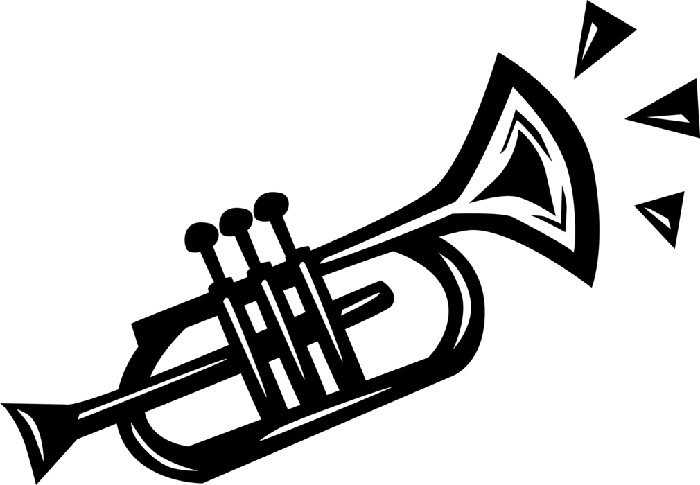 Vector Illustration of Trumpet Horn Brass Musical Instrument used in Classical and Jazz Ensembles