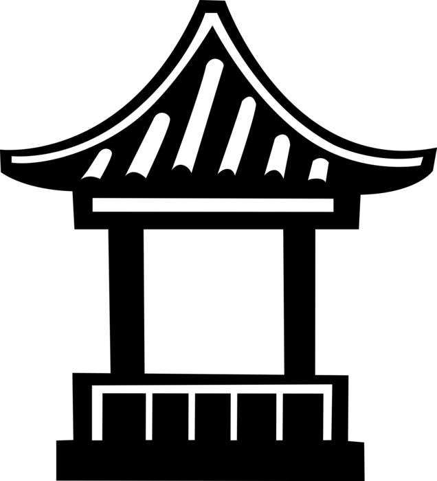 Vector Illustration of Oriental Chinese and Japanese Asian Pagoda Temple