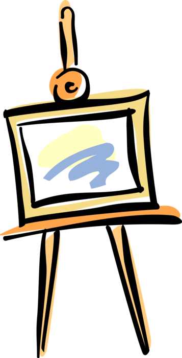 Vector Illustration of Artist's Easel for Supporting and Displaying Visual Arts Painting Canvas