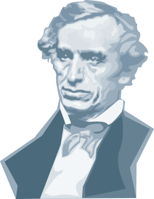 Vector Illustration of Samuel Morse, Discoverer of Morse Code and Commercial Use of Telegraph