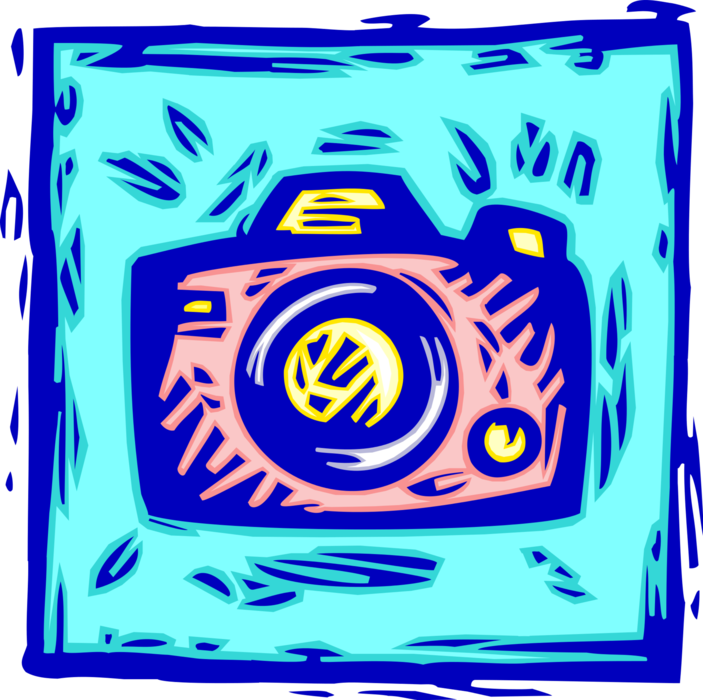 Vector Illustration of Photography Digital SLR 35mm Camera Produces Photographic Images