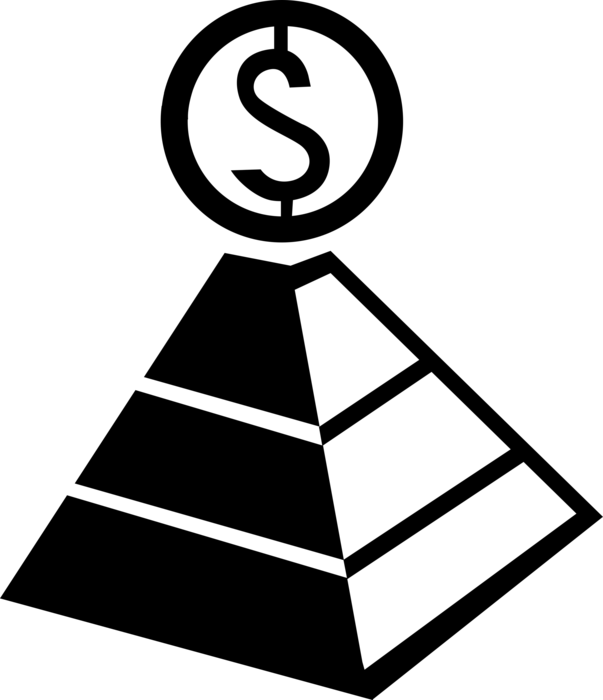 Vector Illustration of Financial Pyramid Concept with Cash Money Dollar Sign 