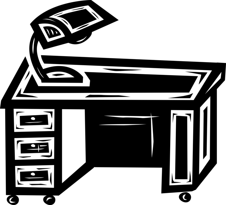 Vector Illustration of Office Desk Furniture