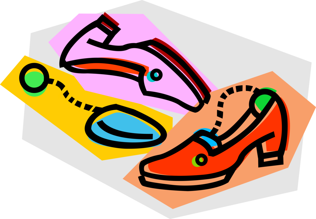 Vector Illustration of Footwear Shoes with Shoe Tree to Preserve Shoe Shape