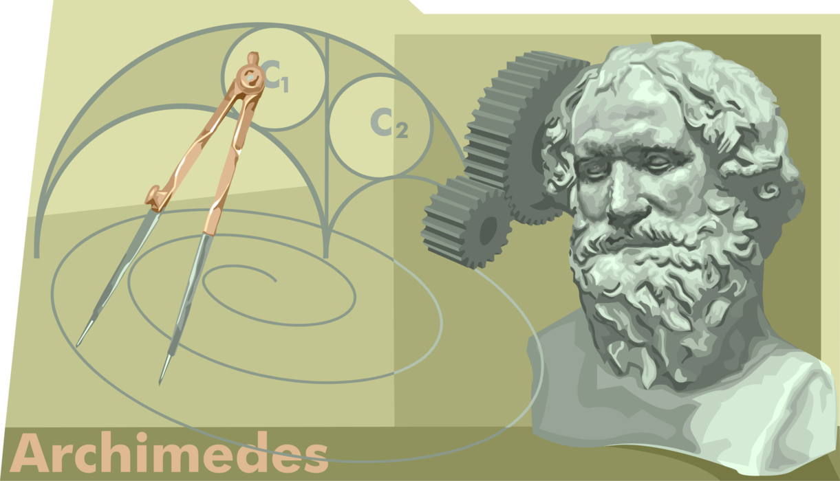 Vector Illustration of Archimedes Ancient Greek Mathematician, Physicist, Engineer, Inventor, Astronomer